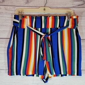 𝅺Angel Kiss High Waisted Striped Shorts Multicolored Size Large